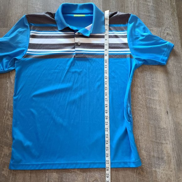PGA Tour Pro Series US L Blue Striped Polo Short Sleeve Shirt Golf - Picture 8 of 8